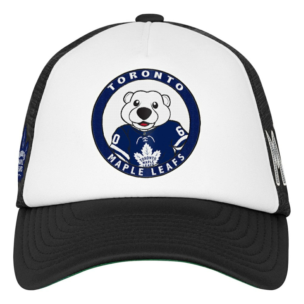 Toronto Maple Leafs Mitchell & Ness Youth Mascot Adjustable Trucker Hat - White | NHL near me