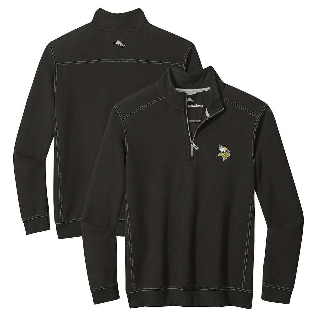 Minnesota Vikings Big & Tall Montego Bay Half-Zip Pullover - Black - Tommy Bahama