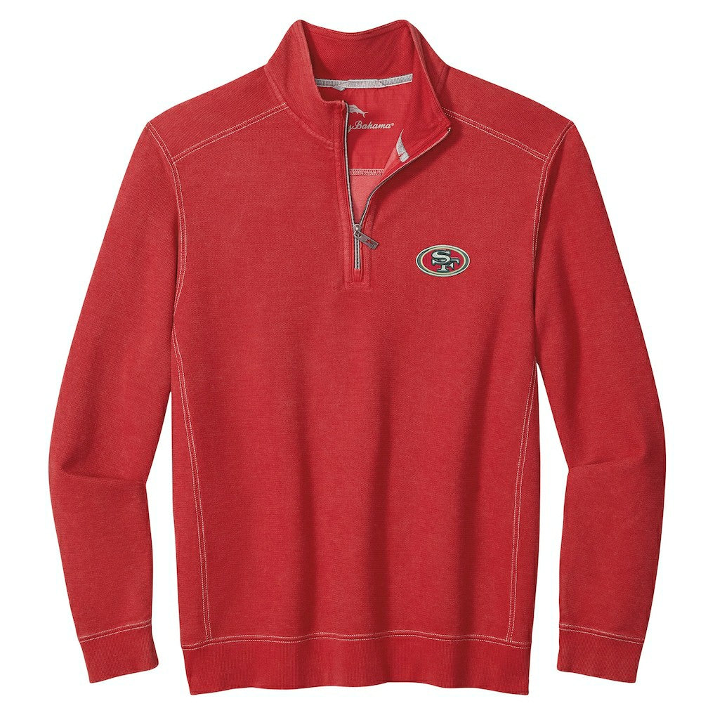San Francisco 49ers Big & Tall Montego Bay Half-Zip Pullover - Scarlet - Tommy Bahama