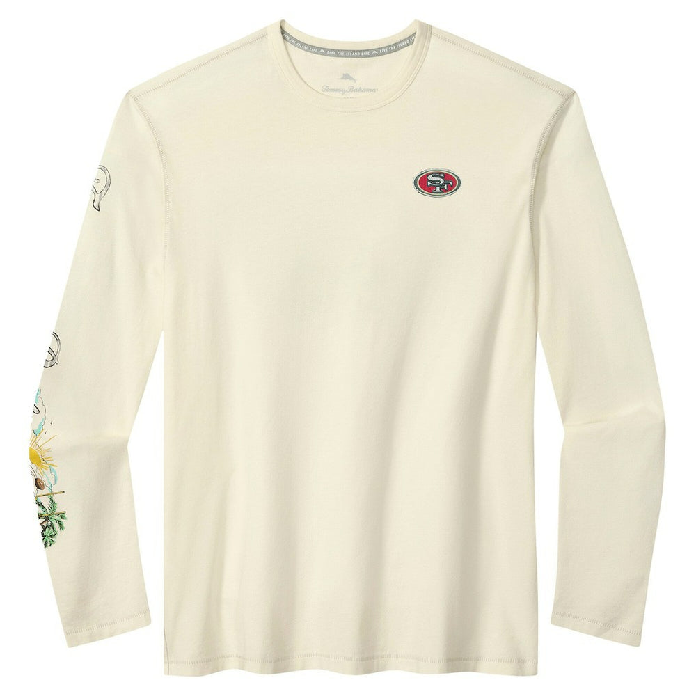 San Francisco 49ers Oasis Endzone Lux Long Sleeve T-Shirt - Cream - Tommy Bahama