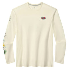 San Francisco 49ers Oasis Endzone Lux Long Sleeve T-Shirt - Cream - Tommy Bahama