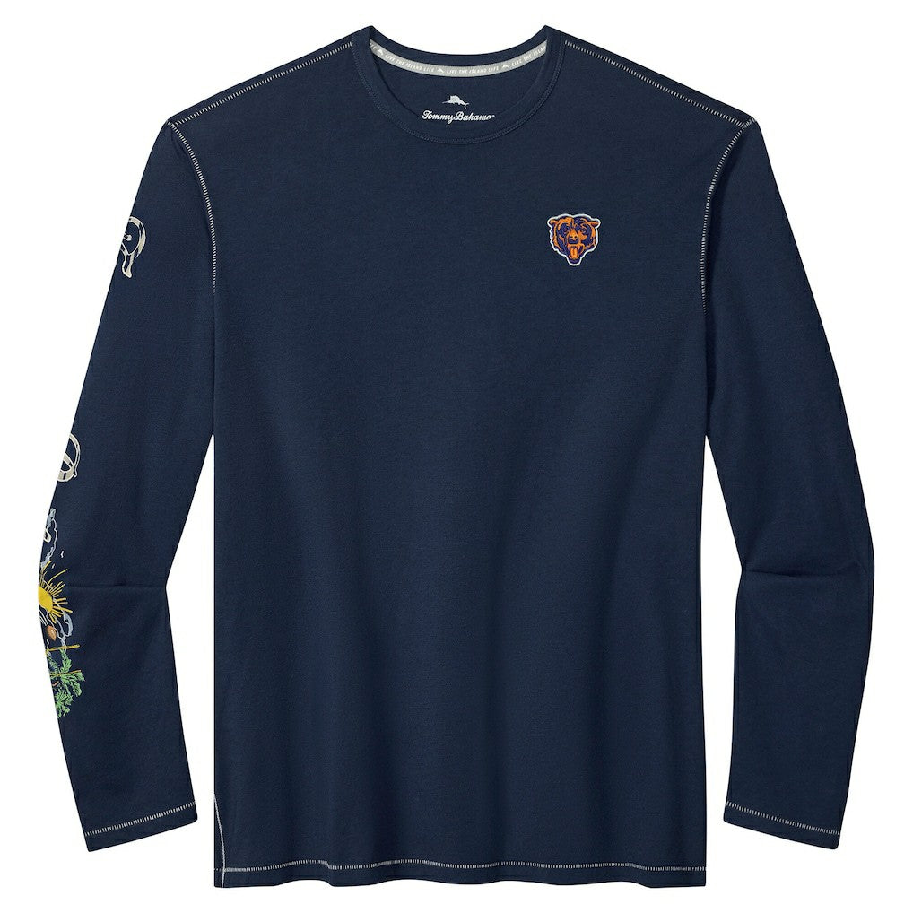 Chicago Bears Oasis Endzone Lux Long Sleeve T-Shirt - Navy - Tommy Bahama