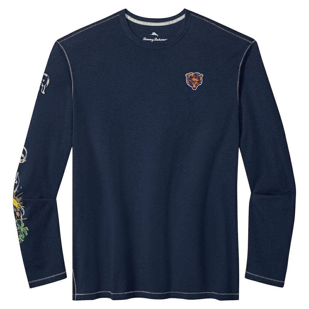 Chicago Bears Oasis Endzone Lux Long Sleeve T-Shirt - Navy - Tommy Bahama