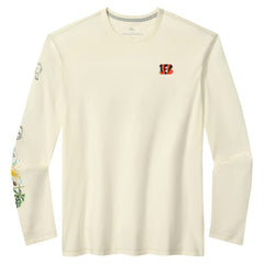 Cincinnati Bengals Oasis Endzone Lux Long Sleeve T-Shirt - Cream - Tommy Bahama