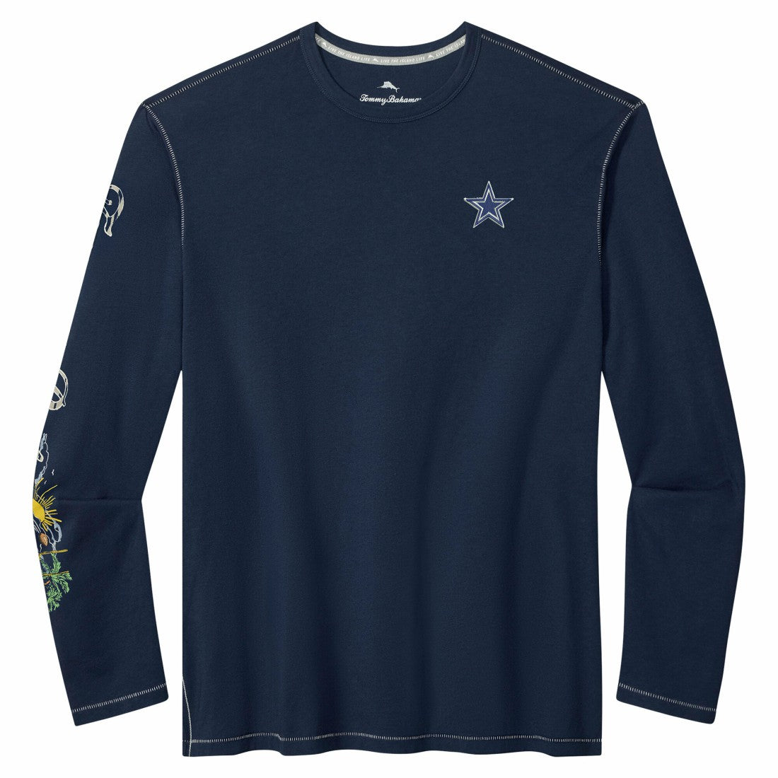 Dallas Cowboys Oasis Endzone Lux Long Sleeve T-Shirt - Navy - Tommy Bahama