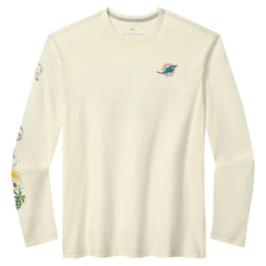 Miami Dolphins Oasis Endzone Lux Long Sleeve T-Shirt - Cream - Tommy Bahama