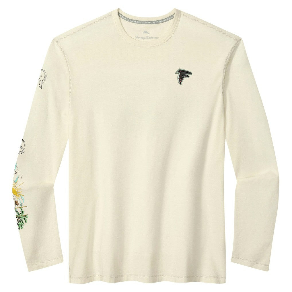 Atlanta Falcons Oasis Endzone Lux Long Sleeve T-Shirt - Cream - Tommy Bahama