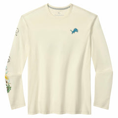 Detroit Lions Oasis Endzone Lux Long Sleeve T-Shirt - Cream - Tommy Bahama