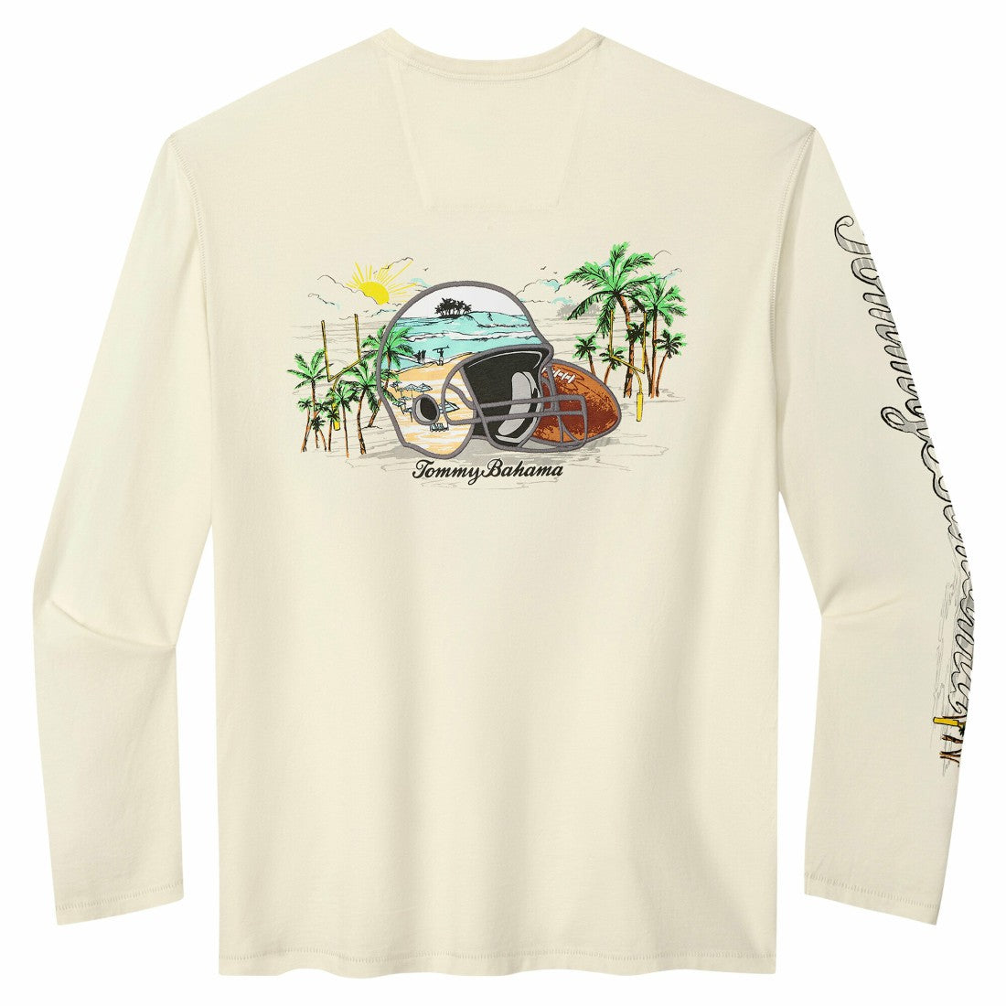 Detroit Lions Oasis Endzone Lux Long Sleeve T-Shirt - Cream - Tommy Bahama