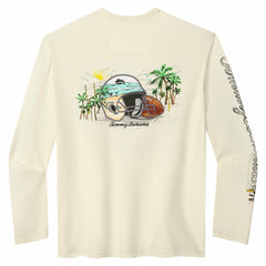 Detroit Lions Oasis Endzone Lux Long Sleeve T-Shirt - Cream - Tommy Bahama