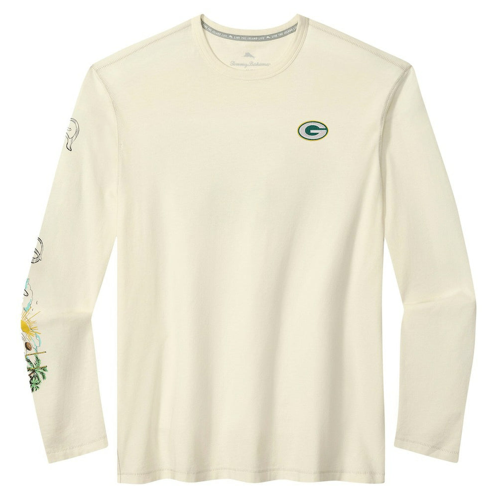 Green Bay Packers Oasis Endzone Lux Long Sleeve T-Shirt - Cream - Tommy Bahama