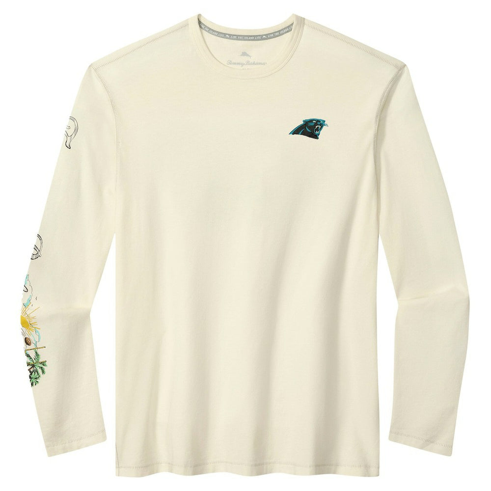 Carolina Panthers Oasis Endzone Lux Long Sleeve T-Shirt - Cream - Tommy Bahama