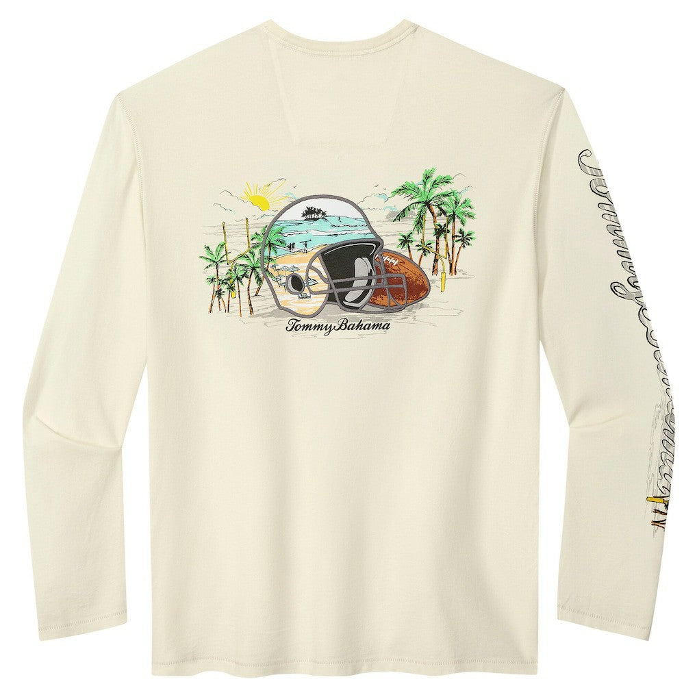 Carolina Panthers Oasis Endzone Lux Long Sleeve T-Shirt - Cream - Tommy Bahama