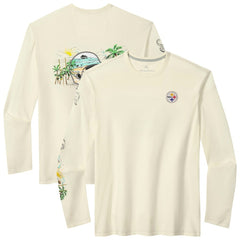 Pittsburgh Steelers Oasis Endzone Lux Long Sleeve T-Shirt - Cream - Tommy Bahama