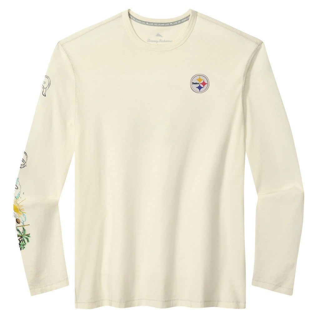 Pittsburgh Steelers Oasis Endzone Lux Long Sleeve T-Shirt - Cream - Tommy Bahama
