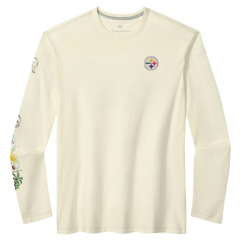 Pittsburgh Steelers Oasis Endzone Lux Long Sleeve T-Shirt - Cream - Tommy Bahama