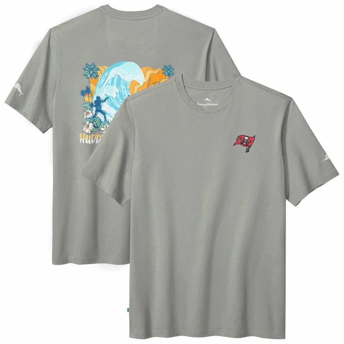 Tampa Bay Buccaneers Huddle & Hang Tens T-Shirt - Gray - Tommy Bahama