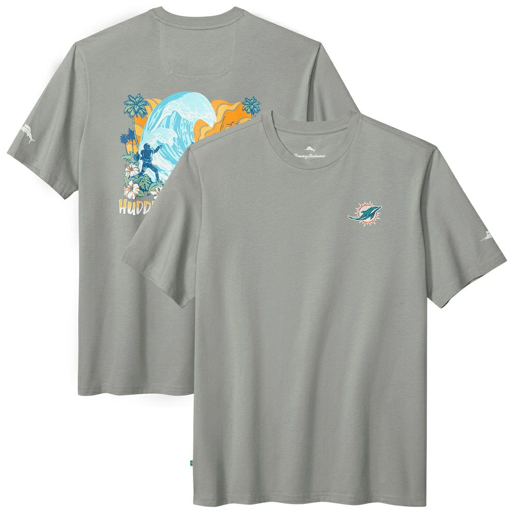 Miami Dolphins Huddle & Hang Tens T-Shirt - Gray - Tommy Bahama