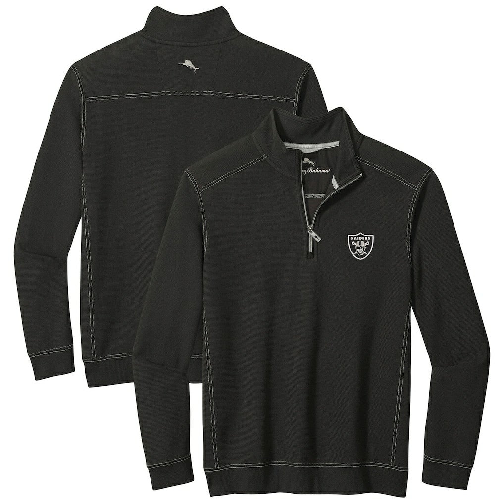 Las Vegas Raiders Sport Tobago Half-Zip Pullover - Black - Tommy Bahama