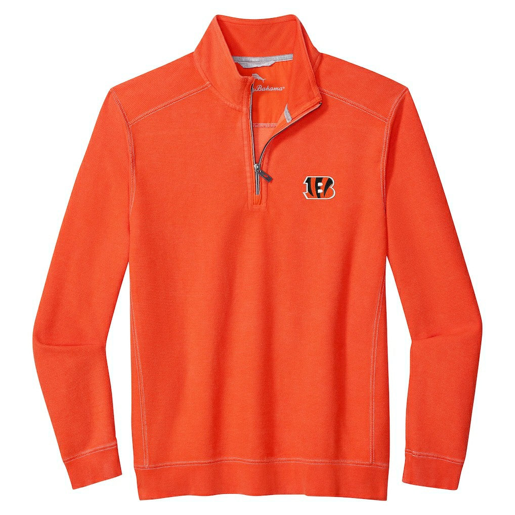 Cincinnati Bengals Sport Tobago Half-Zip Pullover - Orange - Tommy Bahama