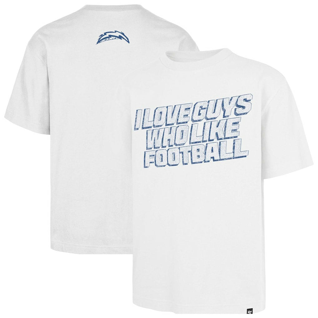 Los Angeles Chargers '47 Unisex I Love Guys Who Like Football Foundation T-Shirt - White - 47 brand