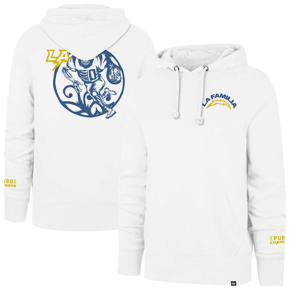 Los Angeles Chargers '47 La Familia Headline Pullover Hoodie - White - 47 brand