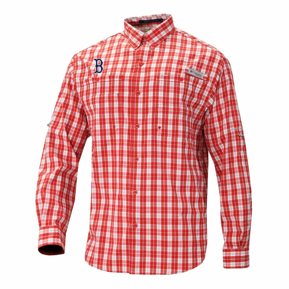 Boston Red Sox Columbia Super Tamiami Omni-Shade Long Sleeve Button-Down Shirt Discount