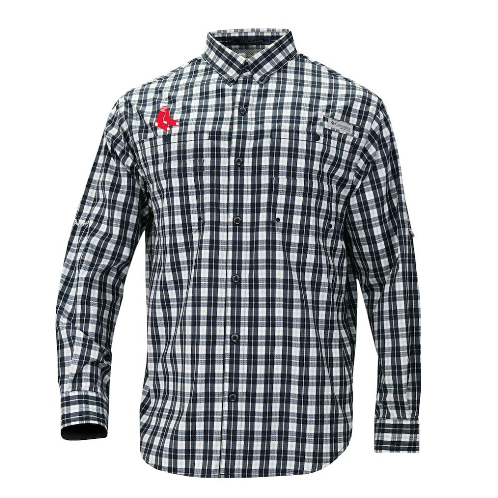 Boston Red Sox Columbia Super Tamiami Omni-Shade Long Sleeve Button-Down Shirt Online