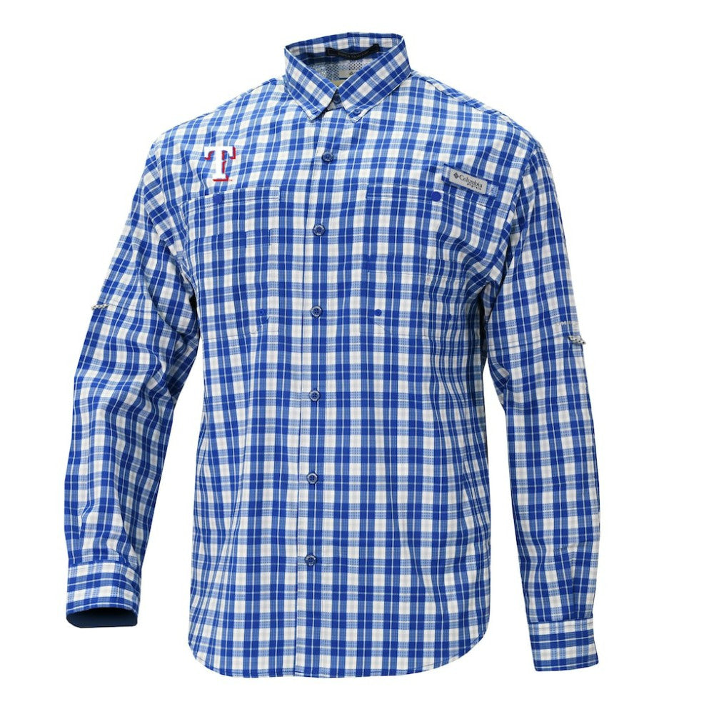 Texas Rangers Columbia Super Tamiami Omni-Shade Long Sleeve Button-Down Shirt Sale