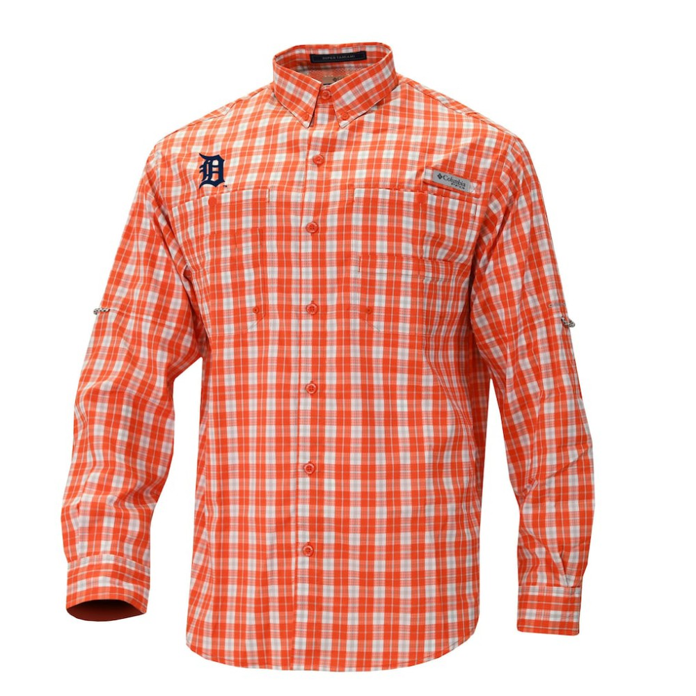 Detroit Tigers Columbia Super Tamiami Omni-Shade Long Sleeve Button-Down Shirt for sale