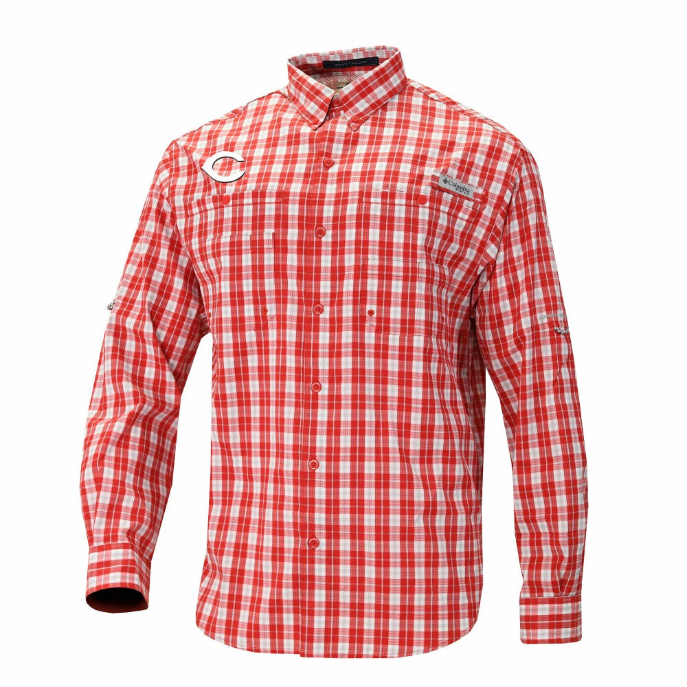 Cincinnati Reds Columbia Super Tamiami Omni-Shade Long Sleeve Button-Down Shirt Online