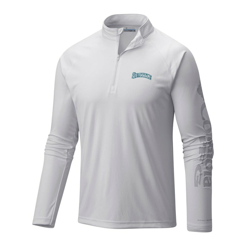 Seattle Mariners Columbia Terminal Tackle Omni-Wick Raglan Quarter-Zip Pullover Online