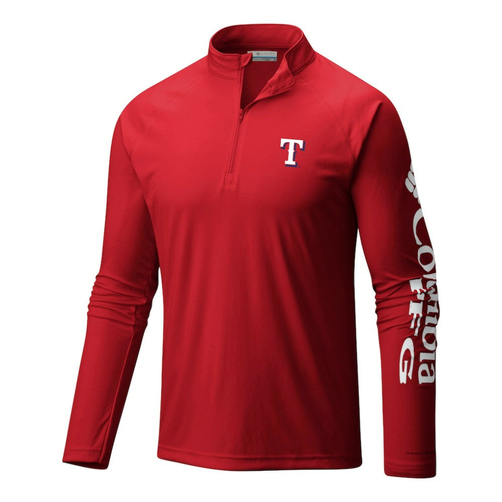 Texas Rangers Columbia Terminal Tackle Omni-Wick Raglan Quarter-Zip Pullover for sale