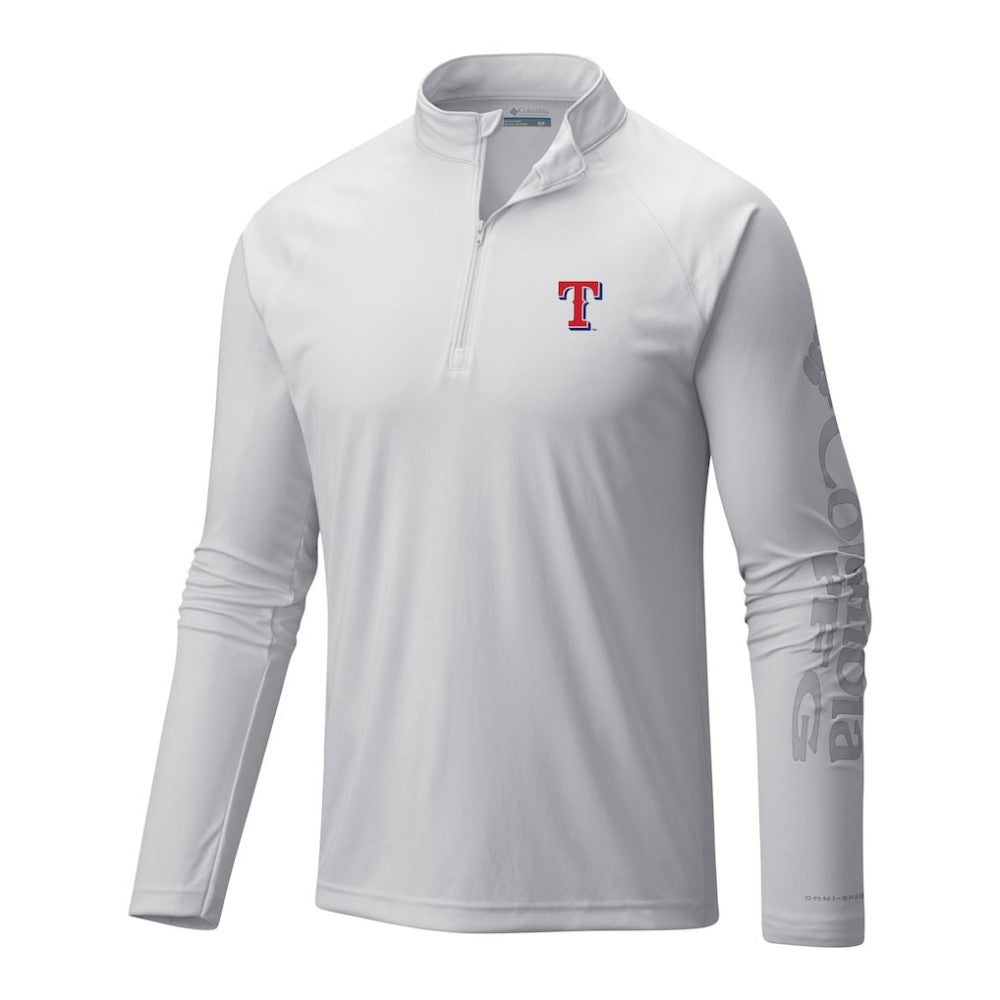 Texas Rangers Columbia Terminal Tackle Omni-Wick Raglan Quarter-Zip Pullover Sale