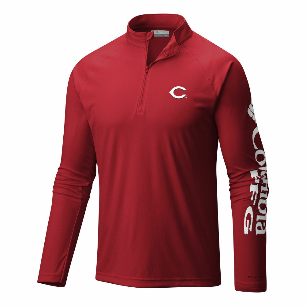 Cincinnati Reds Columbia Terminal Tackle Omni-Wick Raglan Quarter-Zip Pullover Sale