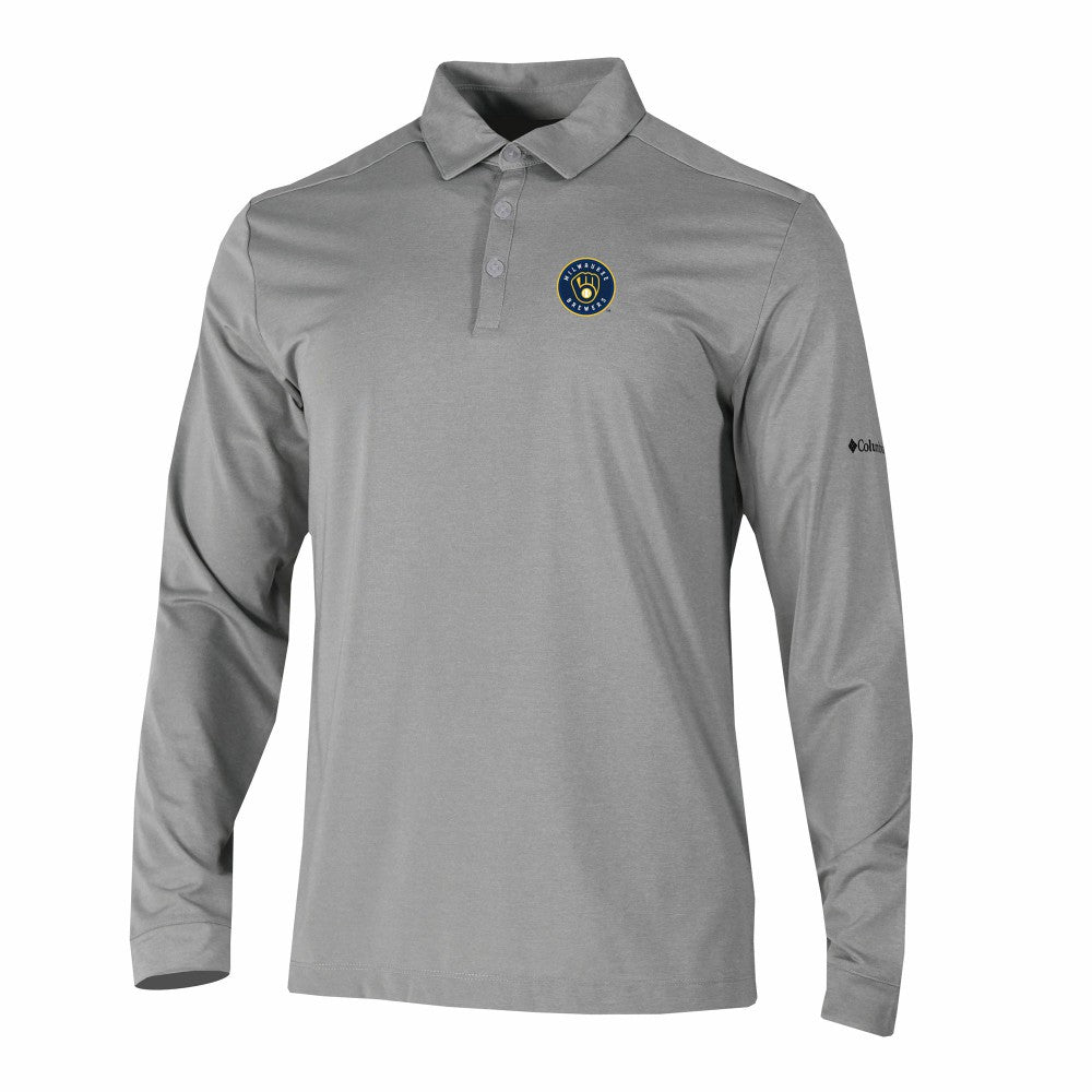 Milwaukee Brewers Columbia Omni-Wick Pin High Long Sleeve Polo for sale