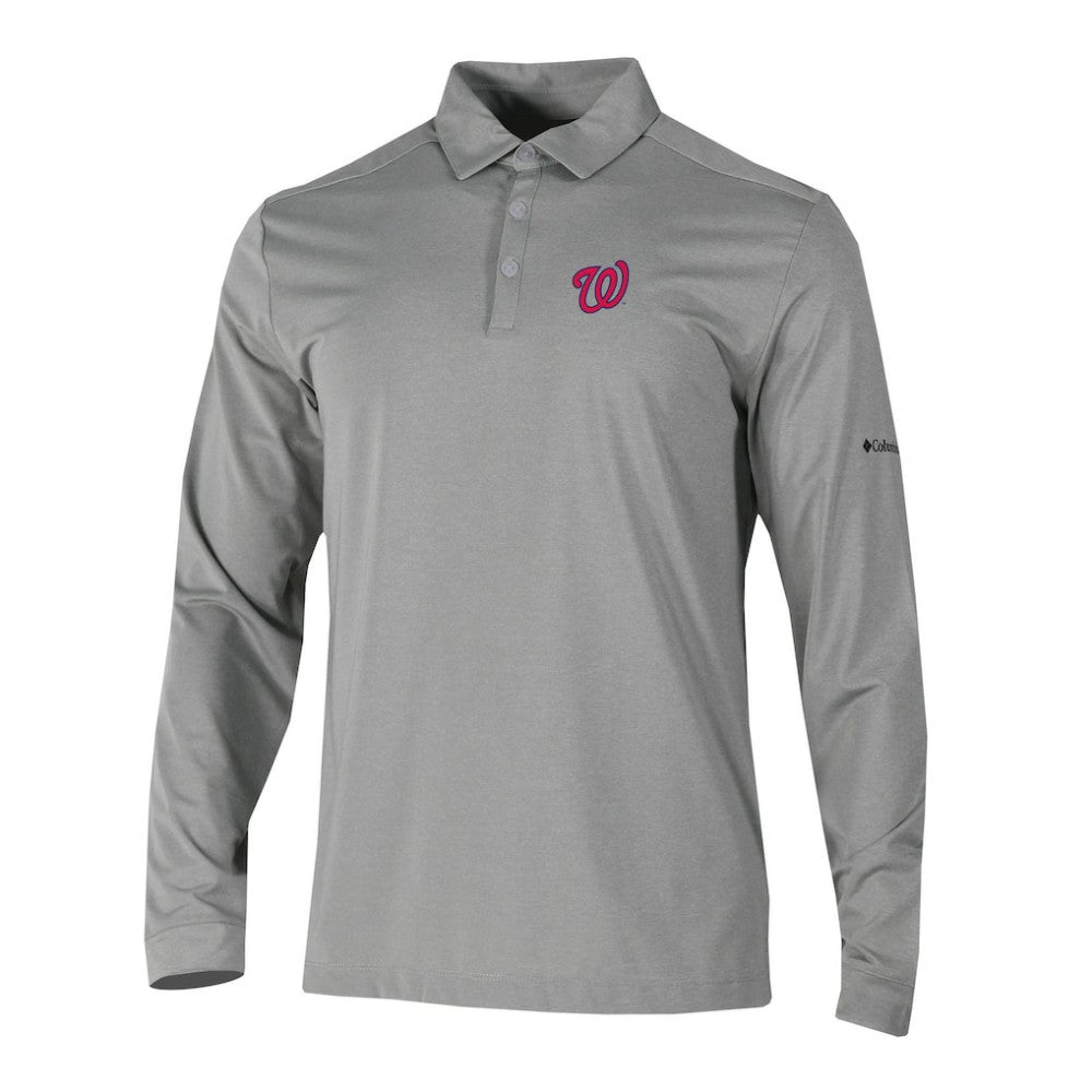 Washington Nationals Columbia Omni-Wick Pin High Long Sleeve Polo for sale
