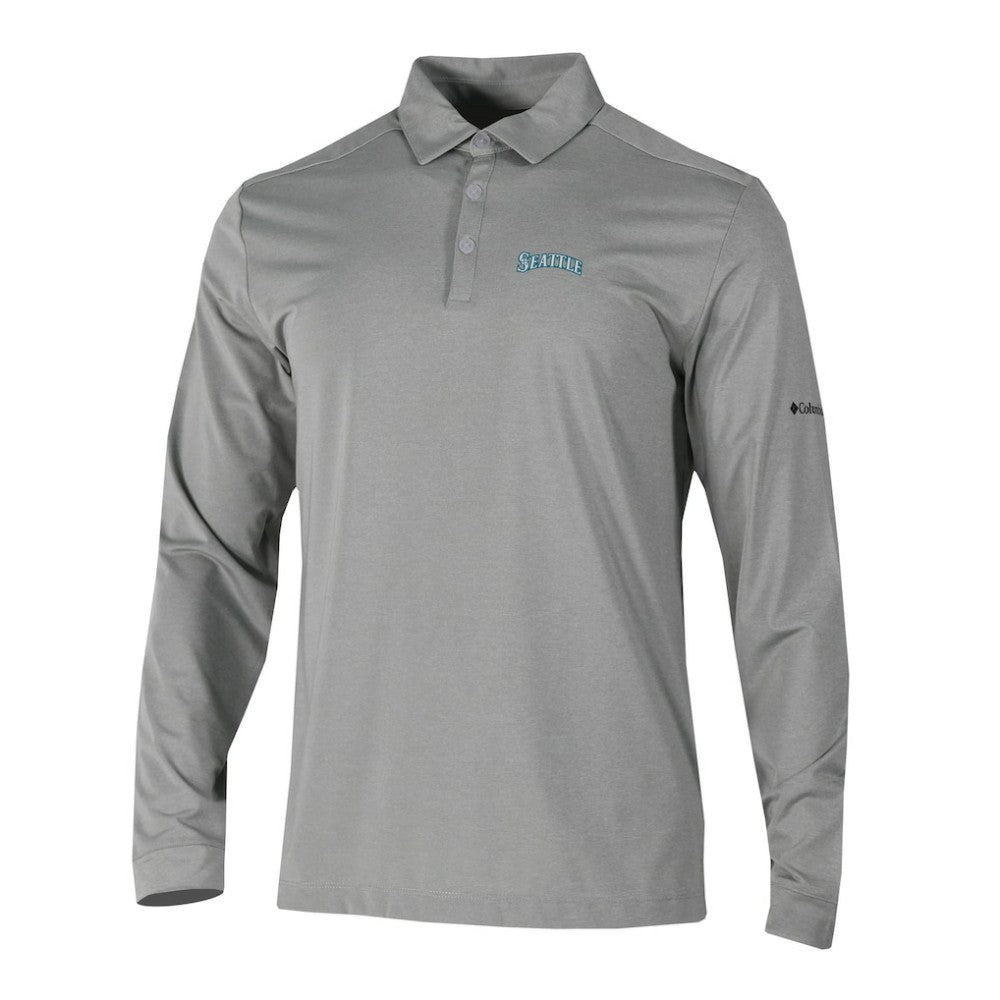 Seattle Mariners Columbia Omni-Wick Pin High Long Sleeve Polo Online