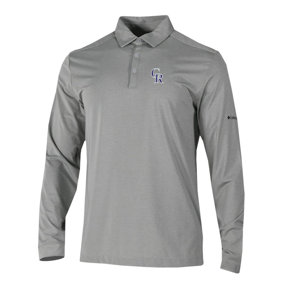 Colorado Rockies Columbia Omni-Wick Pin High Long Sleeve Polo for sale