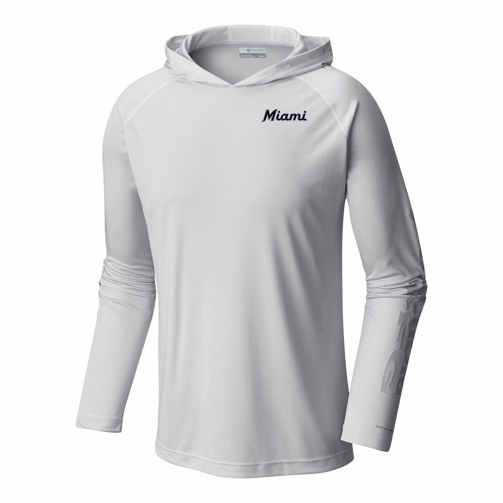 Miami Marlins Columbia Terminal Tackle Omni-Shade Pullover Hoodie Sale