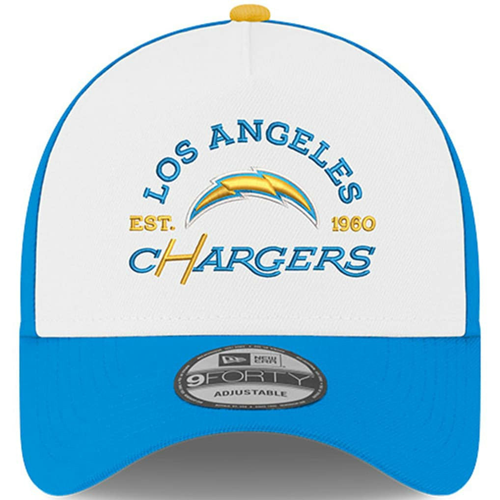 Los Angeles Chargers New Era Charger Power A-Frame 9FORTY Adjustable Hat - White/Powder Blue - NFL