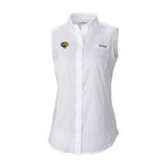 Jacksonville Jaguars Women's Historic Tamiami Omni-Shade Sleeveless Button-Up Shirt - White - Columbia