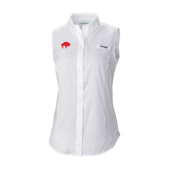 Buffalo Bills Women's Historic Tamiami Omni-Shade Sleeveless Button-Up Shirt - White - Columbia