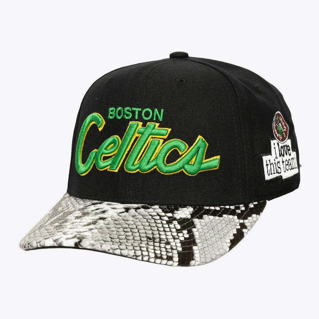 Mitchell & Ness Boston Celtics x Just Don I Love This Team Snakeskin Strapback Hat Black