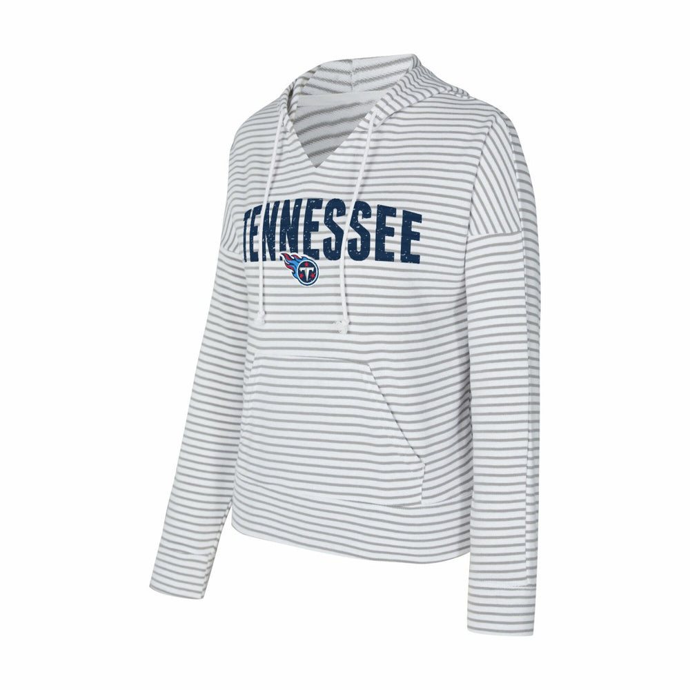 Tennessee Titans Concepts Sport Women's Liftoff Striped V-Neck Hoodie - White/Gray - NFL