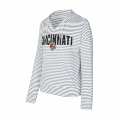 Cincinnati Bengals Concepts Sport Women's Liftoff Striped V-Neck Hoodie - White/Gray - NFL