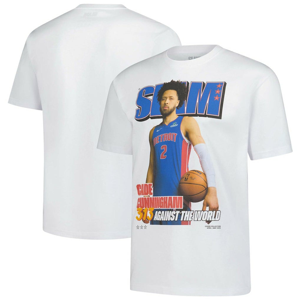Cade Cunningham Detroit Pistons SLAM Unisex April/May 2025 Cover Graphic T-Shirt White