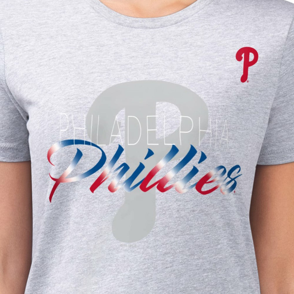 Philadelphia Phillies G-III 4Her by Carl Banks Women's Super-Slim Fit Lightweight Shadow Logo Graphic T-Shirt Discount