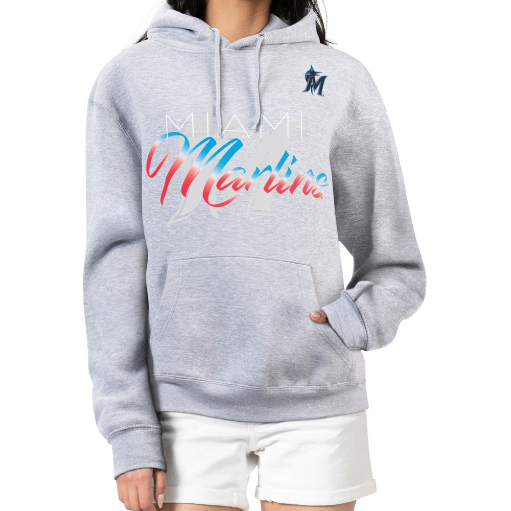 Miami Marlins G-III 4Her by Carl Banks Women's Shadow Logo Graphic Pullover Hoodie for sale