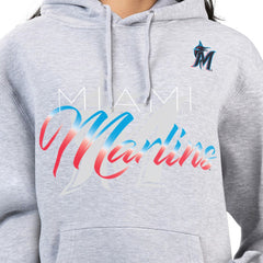 Miami Marlins G-III 4Her by Carl Banks Women's Shadow Logo Graphic Pullover Hoodie for sale